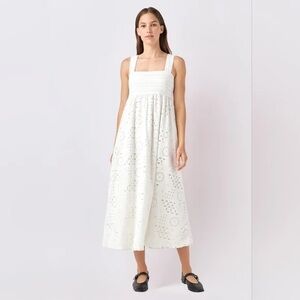 English Factory Broderie Anglaise Dress White Eyelet Size M Euro Preppy Boho